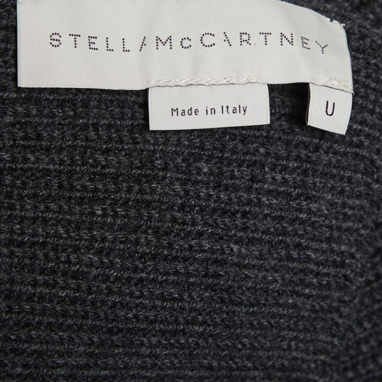Pre Owned Stella McCartney Charcoal Grey Ribbed Wool Poncho (ONE SIZE)