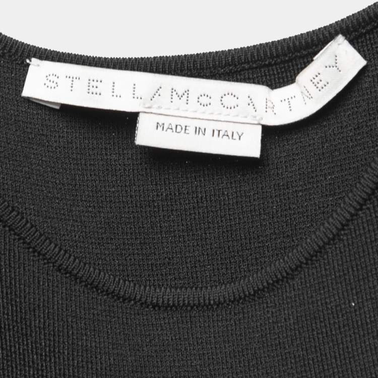 Pre Owned Stella McCartney  Black Knit & Silk Cutout Detail Midi Dress S