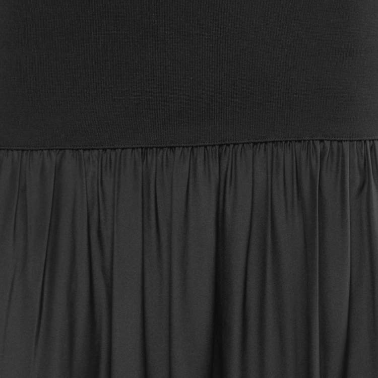 Pre Owned Stella McCartney  Black Knit & Silk Cutout Detail Midi Dress S