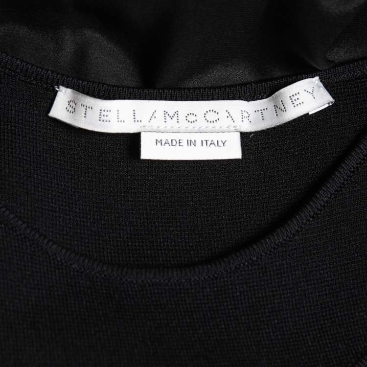 Pre Owned Stella McCartney  Black Knit & Silk Cutout Detail Midi Dress S