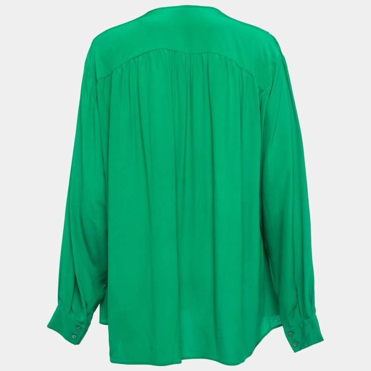 Pre Owned Stella McCartney Green Silk Long Sleeve Blouse L