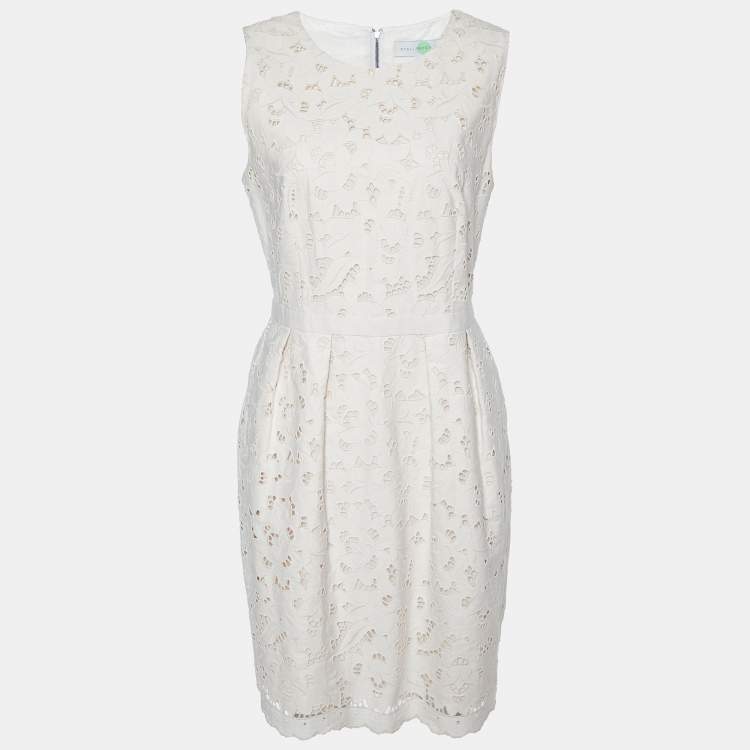 Pre Owned Stella McCartney Light Pink Cutwork Cotton Sleeveless Sheath Dress M