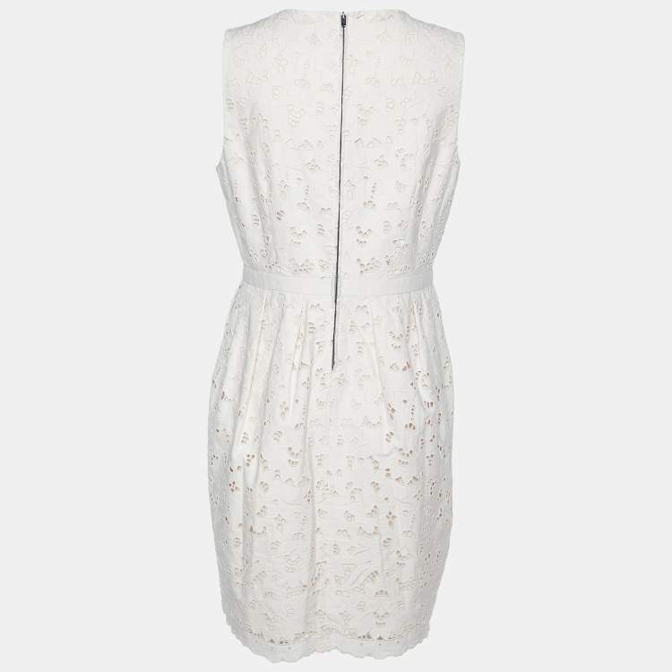 Pre Owned Stella McCartney Light Pink Cutwork Cotton Sleeveless Sheath Dress M