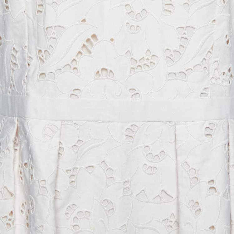 Pre Owned Stella McCartney Light Pink Cutwork Cotton Sleeveless Sheath Dress M
