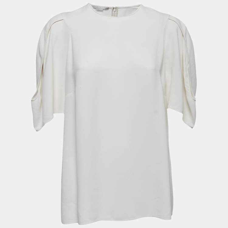 Pre Owned Stella McCartney Ivory Crepe Slit Sleeve Detail Blouse L