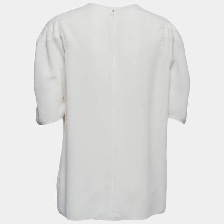 Pre Owned Stella McCartney Ivory Crepe Slit Sleeve Detail Blouse L