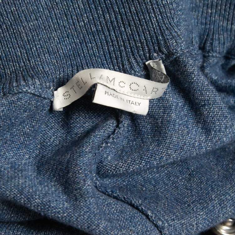 Pre Owned Stella McCartney Blue Knit Ruched High Waist Pants XS