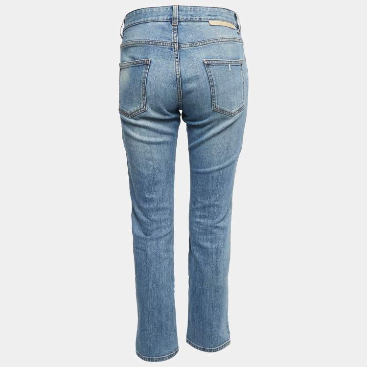 Pre Owned Stella McCartney Blue Washed & Distressed Denim Jeans S Waist 27"