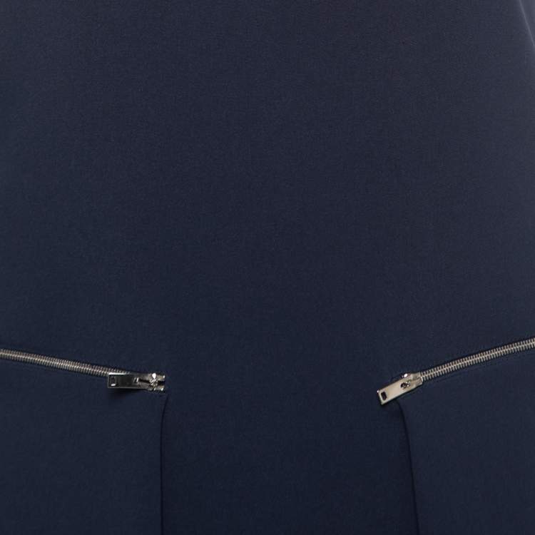 Pre Owned Stella McCartney Navy Blue Crepe Zip Detail Sleeveless Mini Dress XS