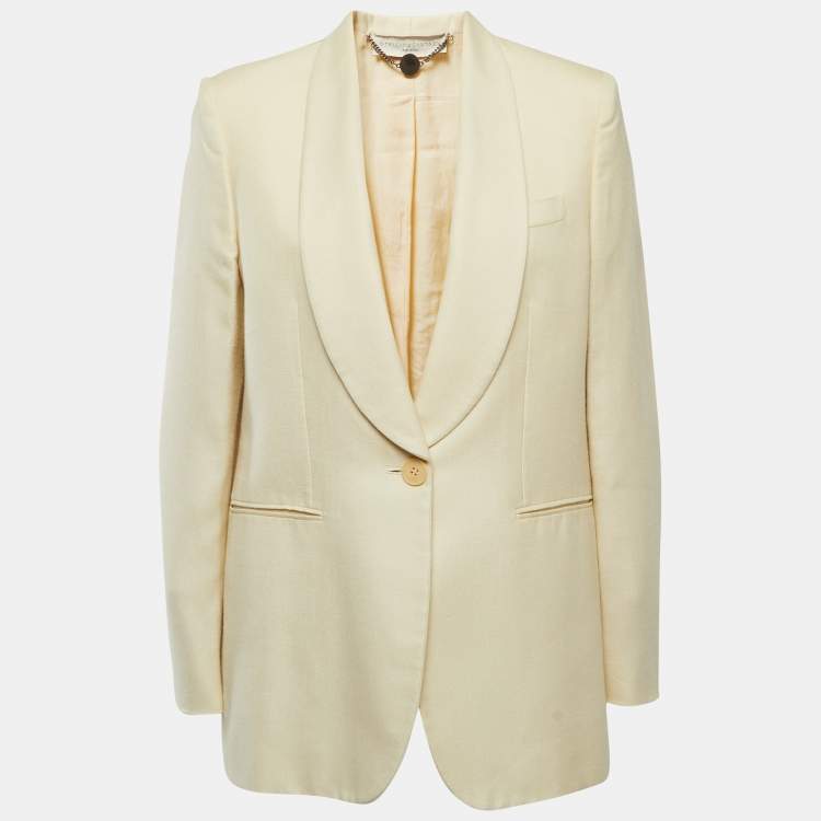 Pre Owned Stella McCartney Cream Canvas Single-Button Blazer L