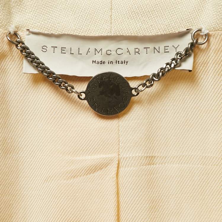 Pre Owned Stella McCartney Cream Canvas Single-Button Blazer L