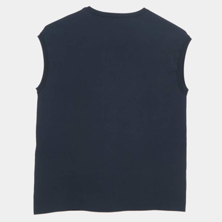 Pre Owned Stella McCartney Navy Blue Knit Cut-out Detailed Sleeveless Top M