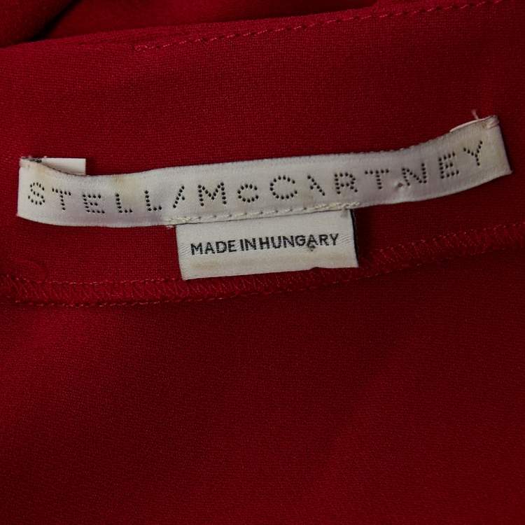 Pre Owned Stella McCartney Pink/Red Fringed Crepe Sleeveless Blouse XS