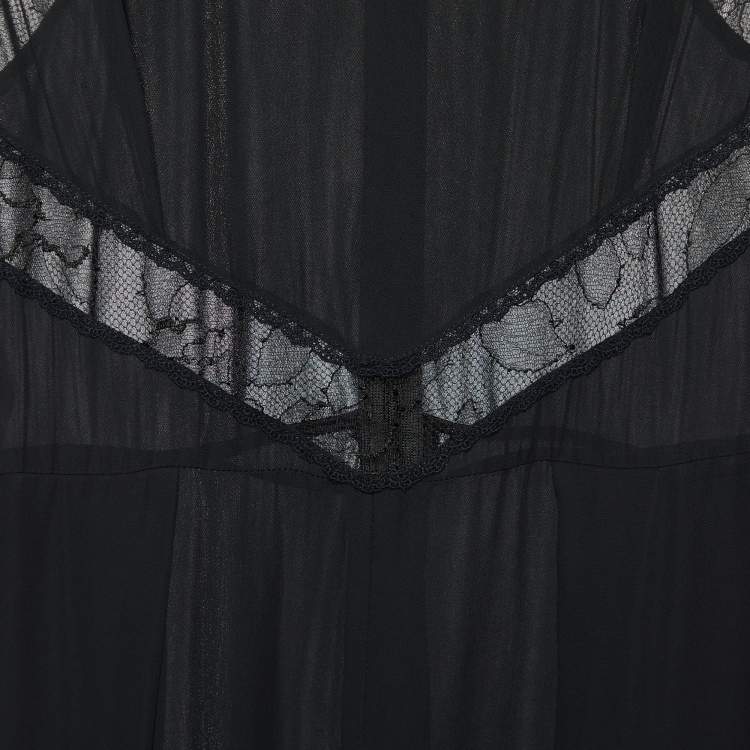Pre Owned Stella McCartney Black Lace & Georgette Jumpsuit M