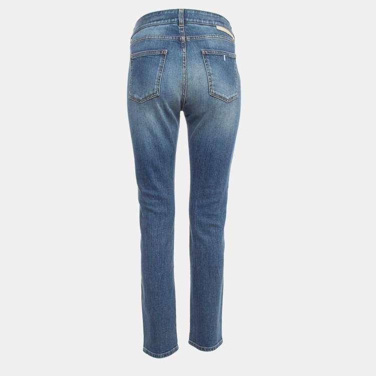 Pre Owned Stella McCartney Denim Bird Embroidered Jeans M Waist 27"