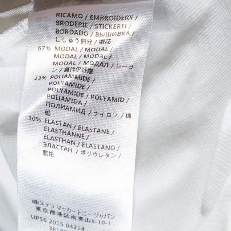 Pre Owned Stella McCartney White Cotton Knit Fringed Star Applique Detail T-Shirt S