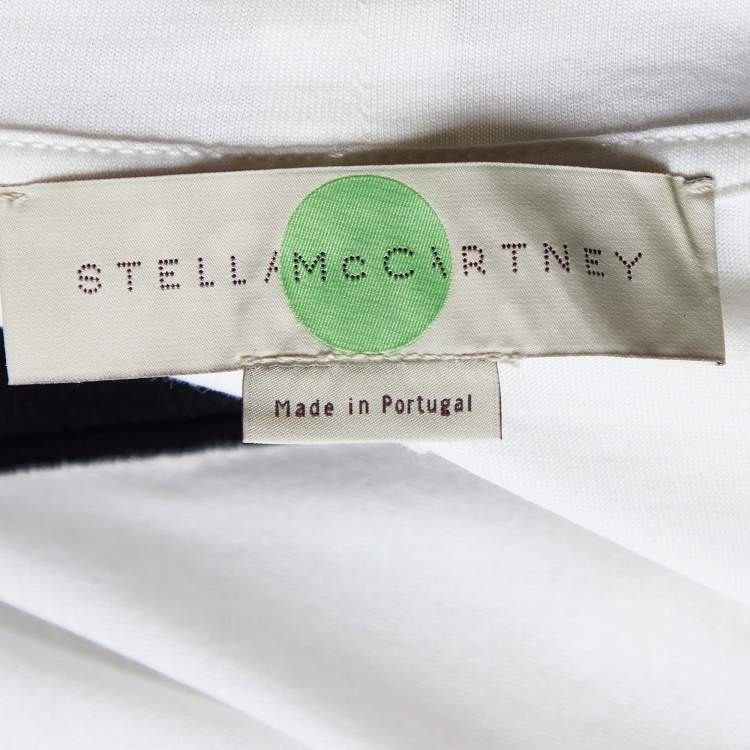 Pre Owned Stella McCartney White Cotton Knit Fringed Star Applique Detail T-Shirt S
