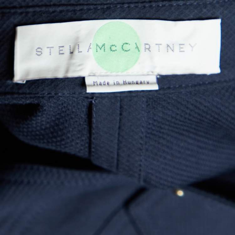 Pre Owned Stella McCartney Navy Blue Textured Cotton Playsuit S