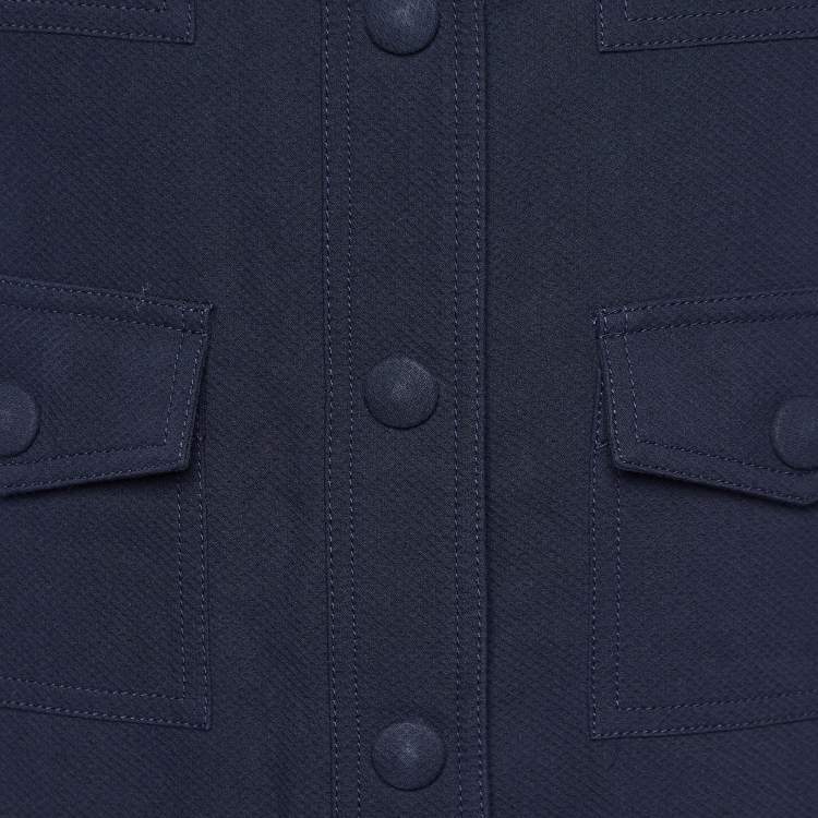 Pre Owned Stella McCartney Navy Blue Textured Cotton Playsuit S