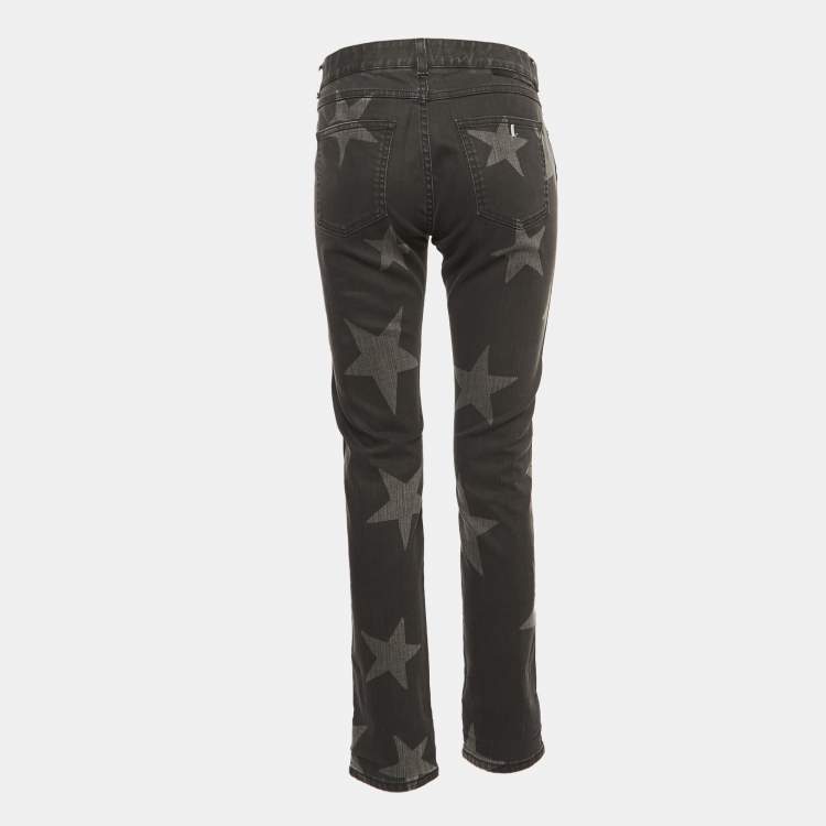 Pre Owned Stella McCartney Black Washed Stars Print Denim Jeans S Waist 26"