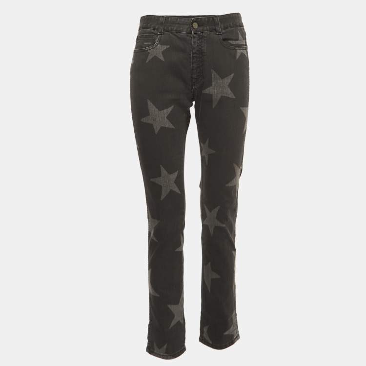 Pre Owned Stella McCartney Black Washed Stars Print Denim Jeans S Waist 26"