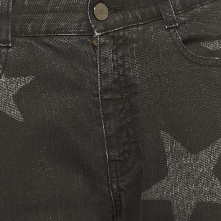 Pre Owned Stella McCartney Black Washed Stars Print Denim Jeans S Waist 26"