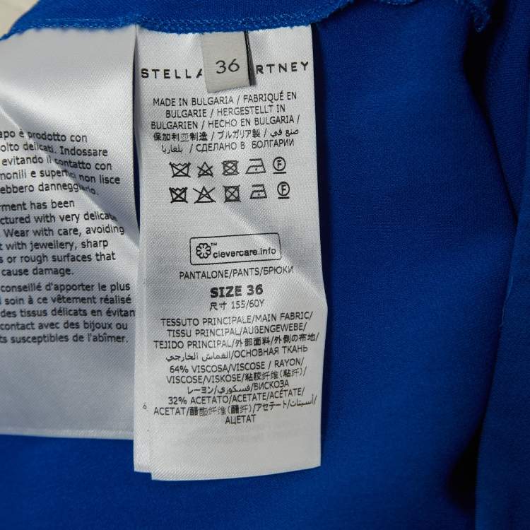 Pre Owned Stella McCartney Blue Crepe Julia Cuffed Trousers XS