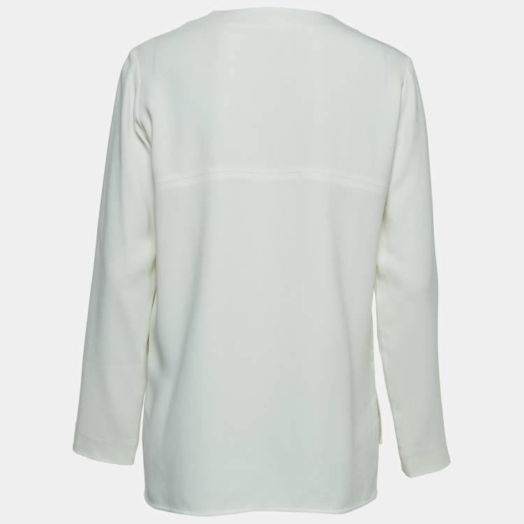 Pre Owned Stella McCartney Off White Crepe Long Sleeve Blouse S
