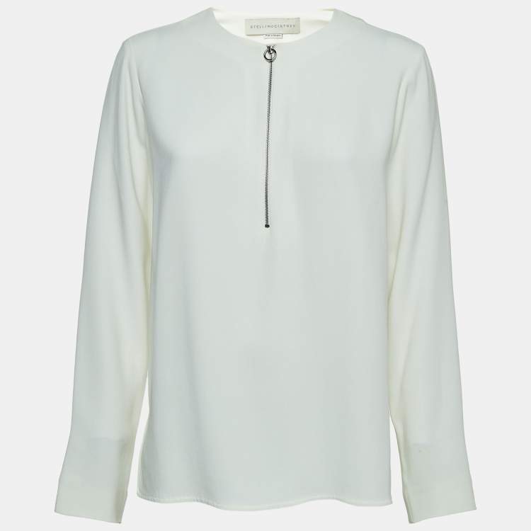 Pre Owned Stella McCartney Off White Crepe Long Sleeve Blouse S