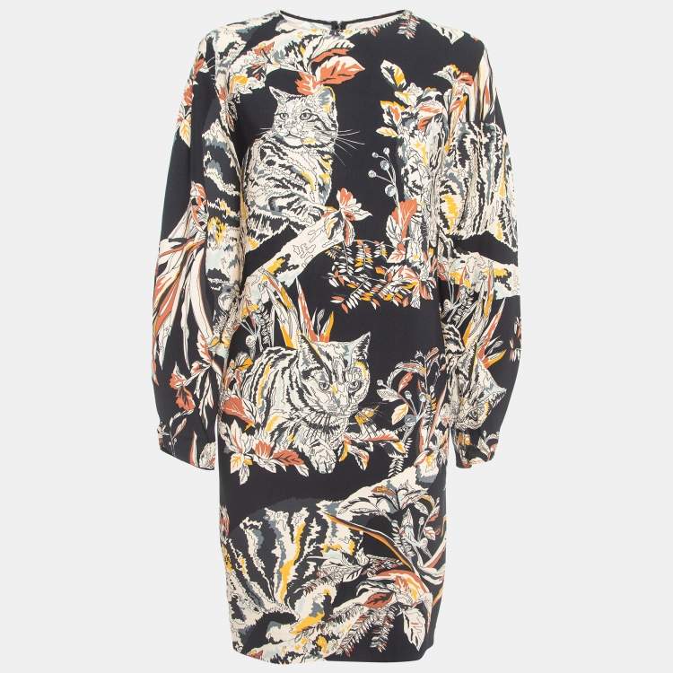 Pre Owned Stella McCartney Navy Blue Print Crepe Mini Dress L