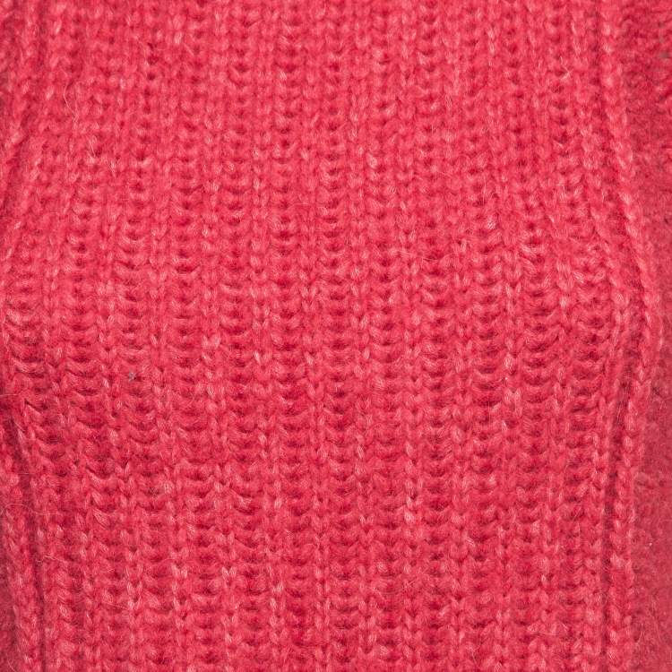 Pre Owned Stella McCartney Red Wool Knit Flared Sweater Top S