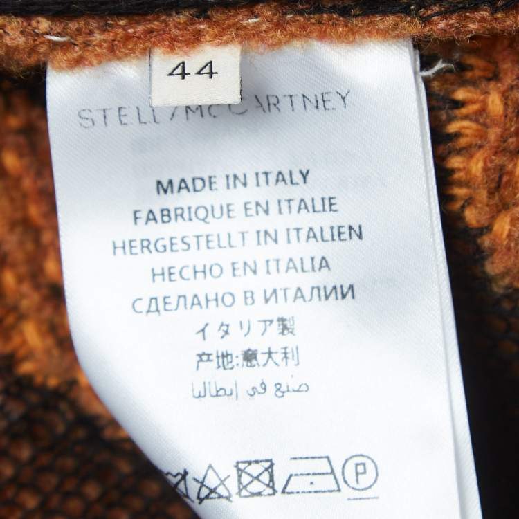 Pre Owned Stella McCartney Brown Wool Tiger Intarsia Pencil Skirt M