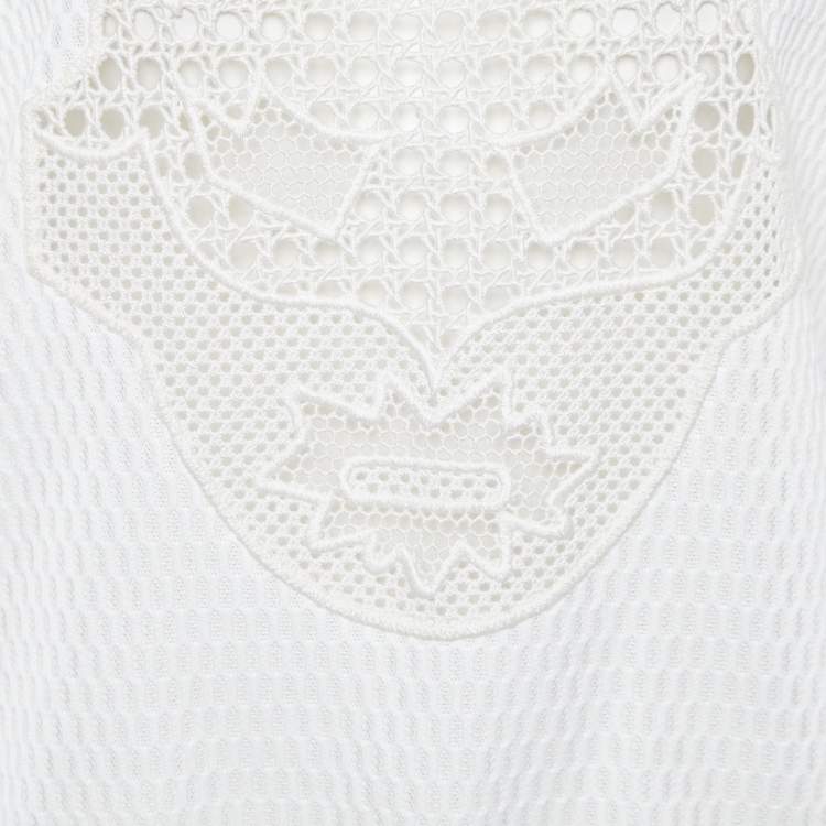 Pre Owned Stella McCartney Cream Patterned Knit Sleeveless Sweater M