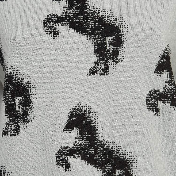 Pre Owned Stella McCartney Grey/ Black Pixel Horse Intarsia Knit Sweatshirt S