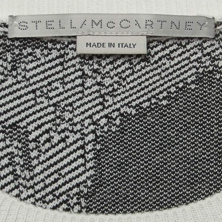 Pre Owned Stella McCartney Grey/ Black Pixel Horse Intarsia Knit Sweatshirt S
