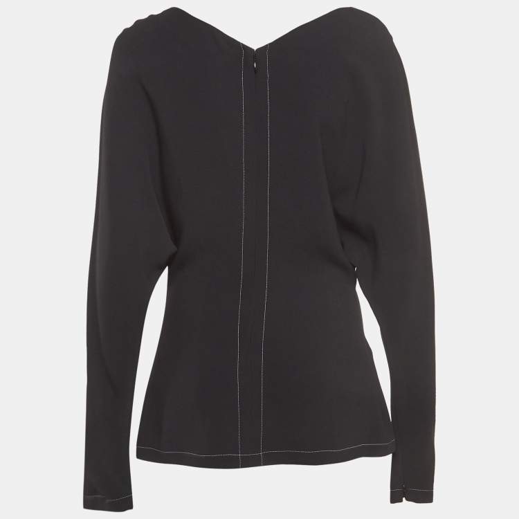 Pre Owned Stella McCartney Black Stretch Crepe V-Neck Top M