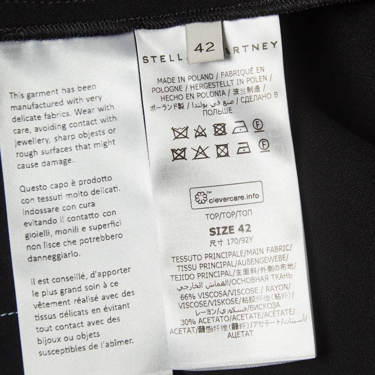 Pre Owned Stella McCartney Black Stretch Crepe V-Neck Top M