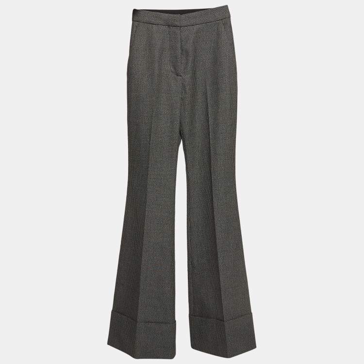 Pre Owned Stella McCartney Monochrome Wool and Cotton Flared Bottom Trousers XXS