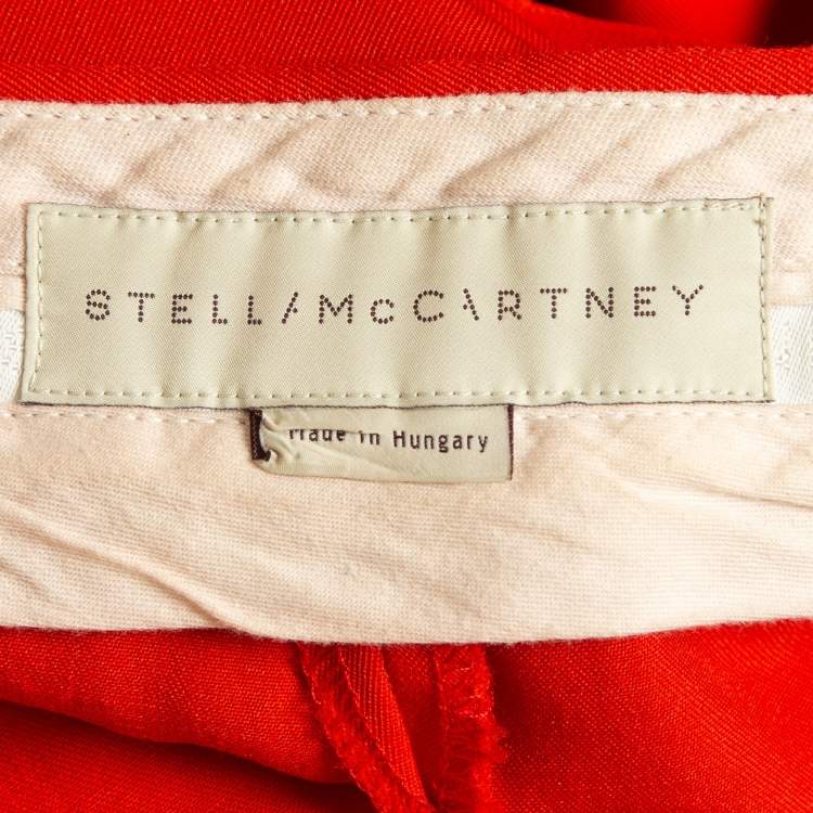 Pre Owned Stella McCartney Red Wool Slim Fit Trousers M