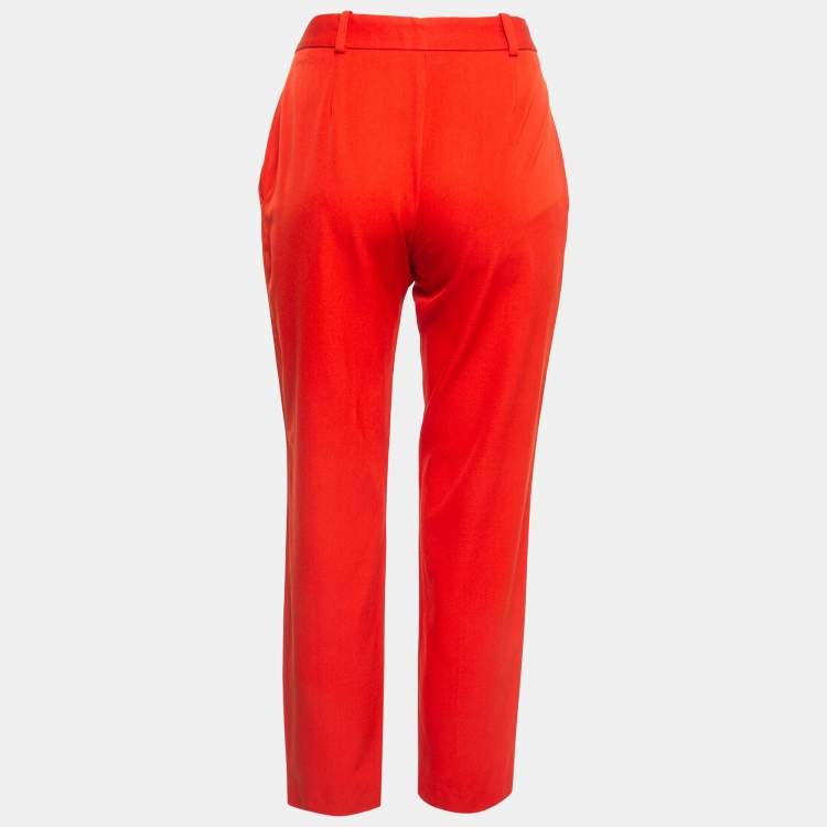 Pre Owned Stella McCartney Red Wool Slim Fit Trousers M