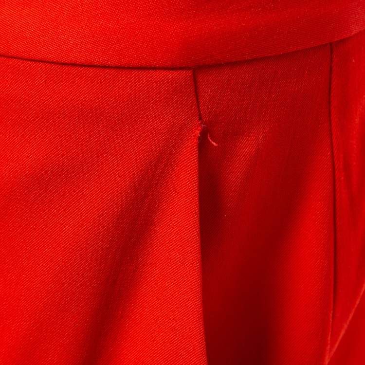 Pre Owned Stella McCartney Red Wool Slim Fit Trousers M