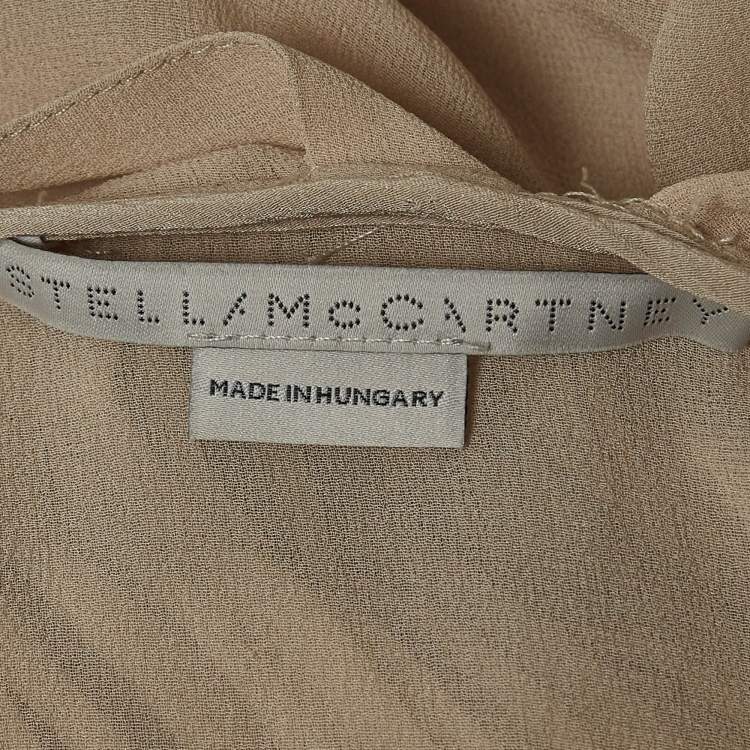 Pre Owned Stella McCartney Cream Carleigh Shirred Silk-Georgette Maxi Dress S
