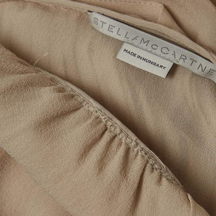 Pre Owned Stella McCartney Cream Carleigh Shirred Silk-Georgette Maxi Dress S