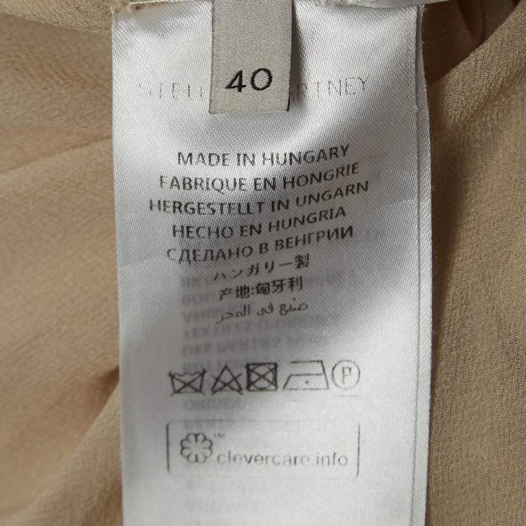 Pre Owned Stella McCartney Cream Carleigh Shirred Silk-Georgette Maxi Dress S