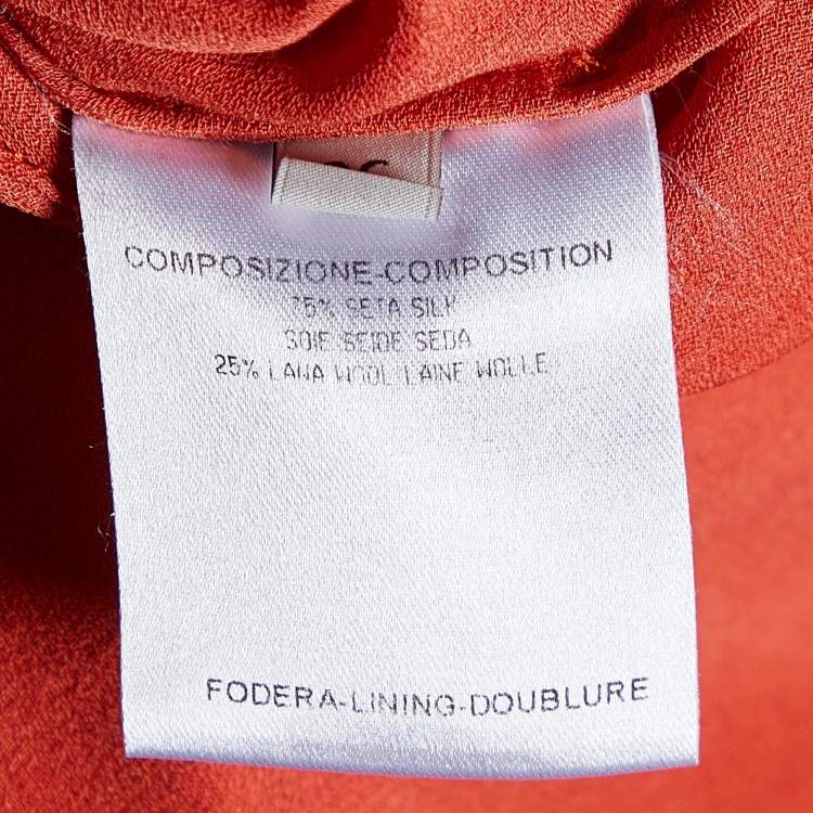 Pre Owned Stella McCartney Orange Silk & Wool Buttoned Sleeve Belted Dress XS