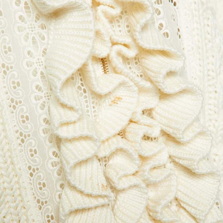 Pre Owned Stella McCartney White Knit Ruffled Jacket S