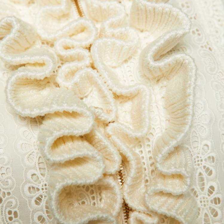 Pre Owned Stella McCartney White Knit Ruffled Jacket S