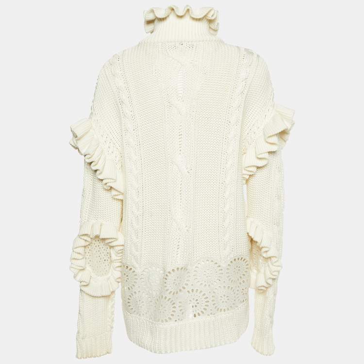 Pre Owned Stella McCartney White Knit Ruffled Jacket S