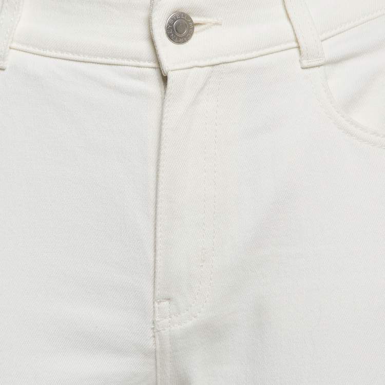 Pre Owned Stella McCartney White Hem Printed Denim Jeans M Waist 28"
