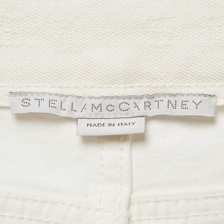 Pre Owned Stella McCartney White Hem Printed Denim Jeans M Waist 28"